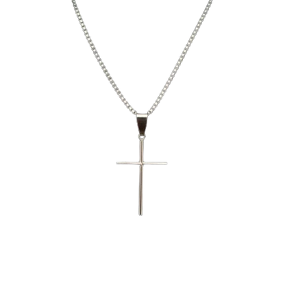 Venetian Chain Cross Necklace – in Silver