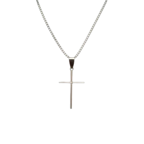 Venetian Chain Cross Necklace – in Silver