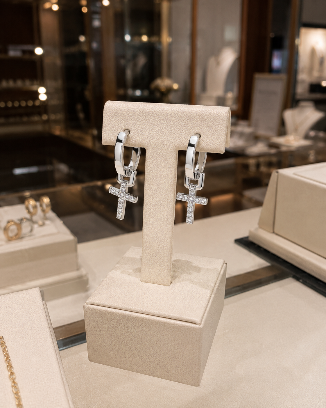 Cross Dangle Earrings – in Silver for Women