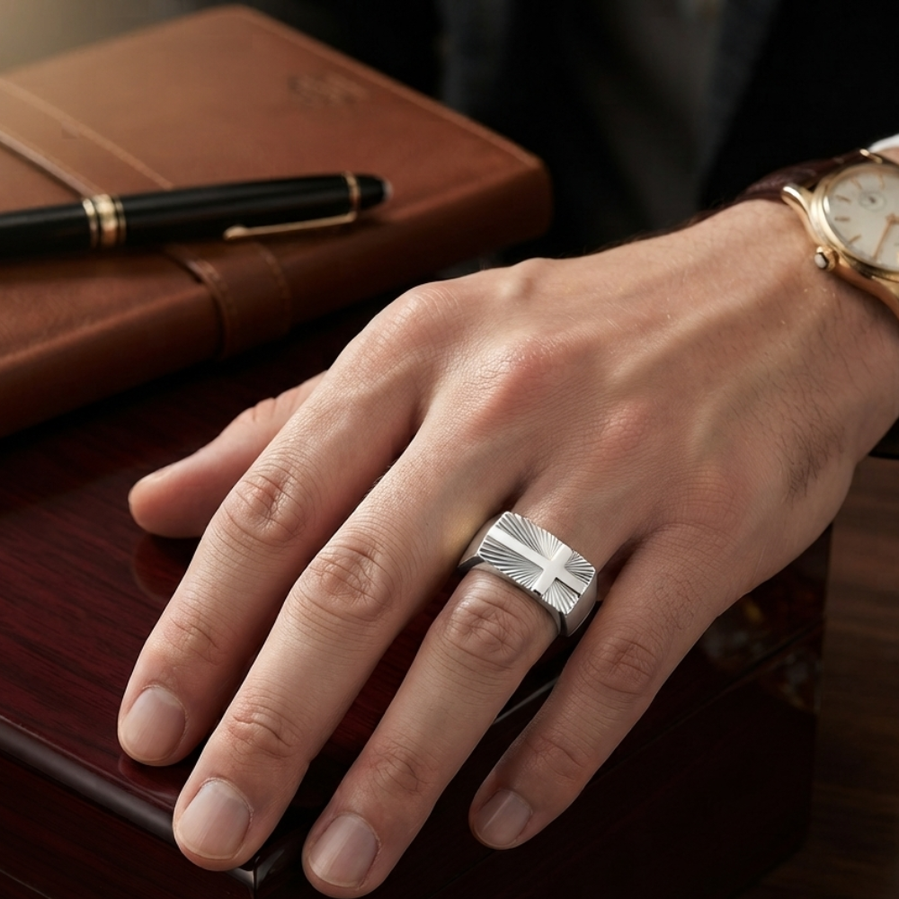 Minimalist Cross Ring