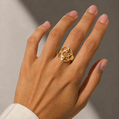 Star of David Ring – Adjustable Unisex in Gold