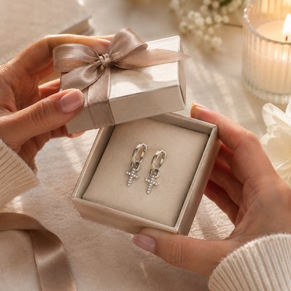 Cross Dangle Earrings – in Silver for Women