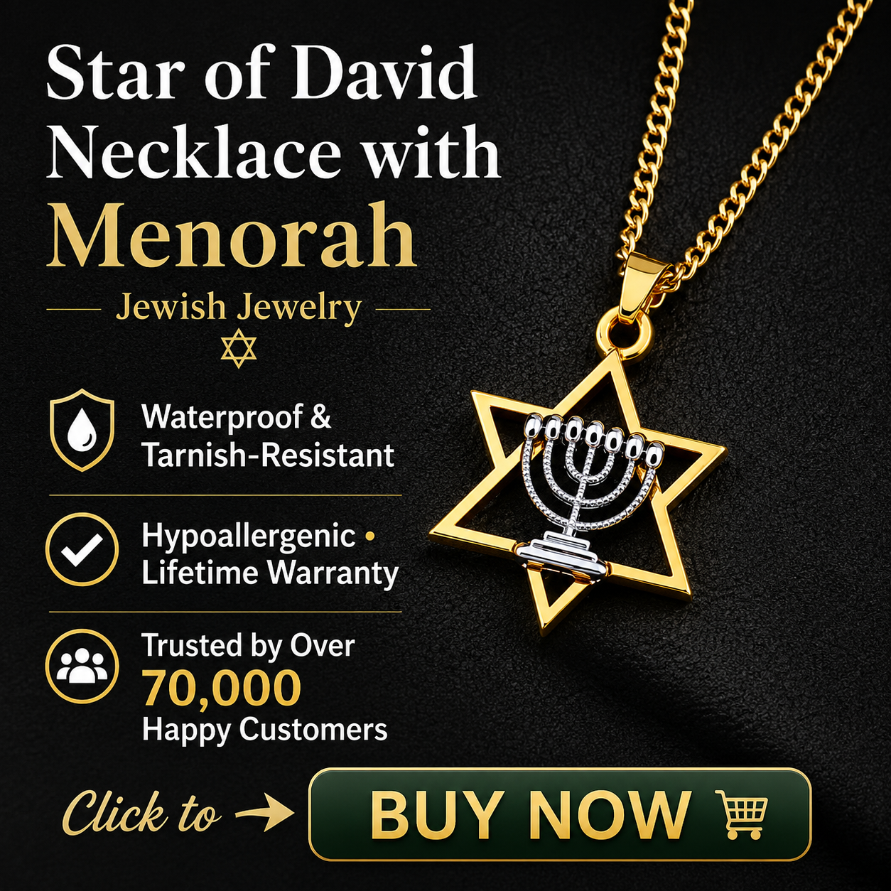Star of David & Menorah Necklace – for Men & Women