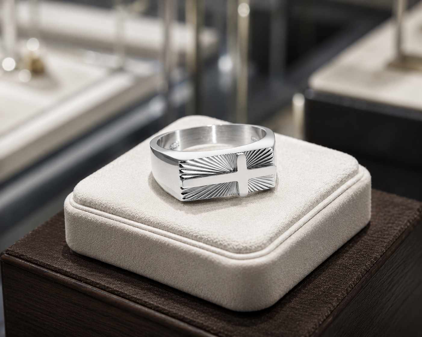 Minimalist Cross Ring - Silver