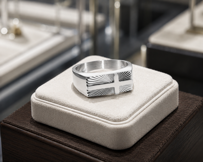 Minimalist Cross Ring - Silver
