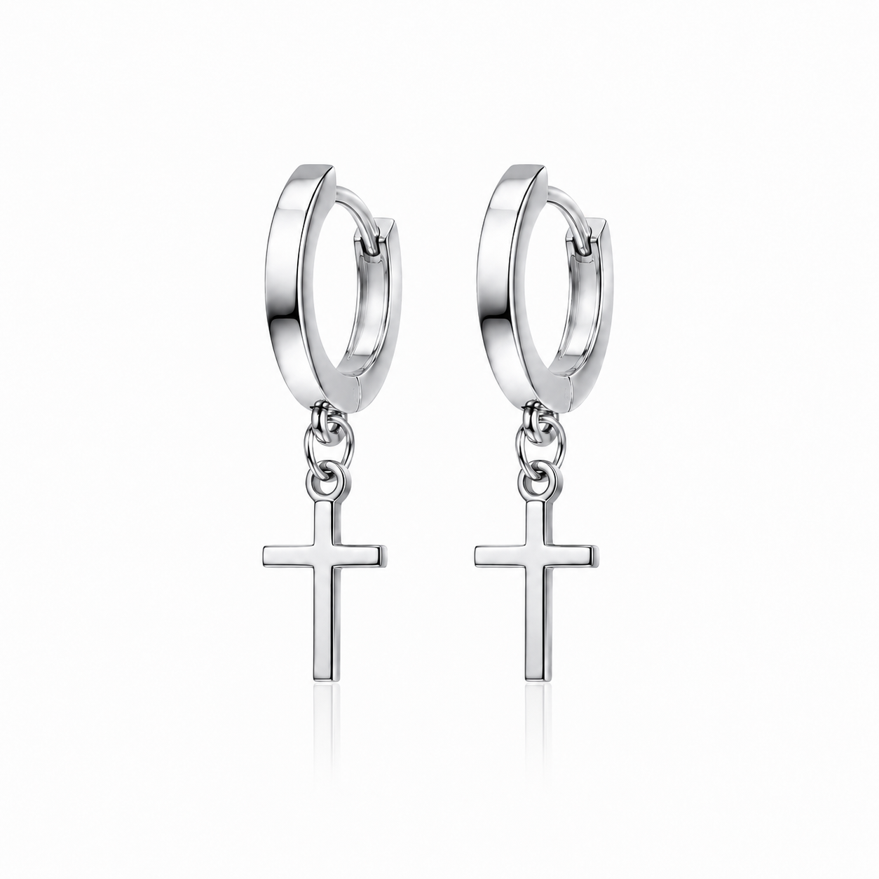 Cross Hoop Earrings – in Silver for Women