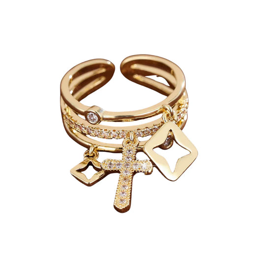 Women's Cross Ring – in Gold