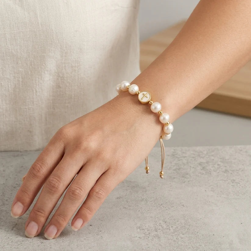 Sacred Cross Pearl Scapular Necklace