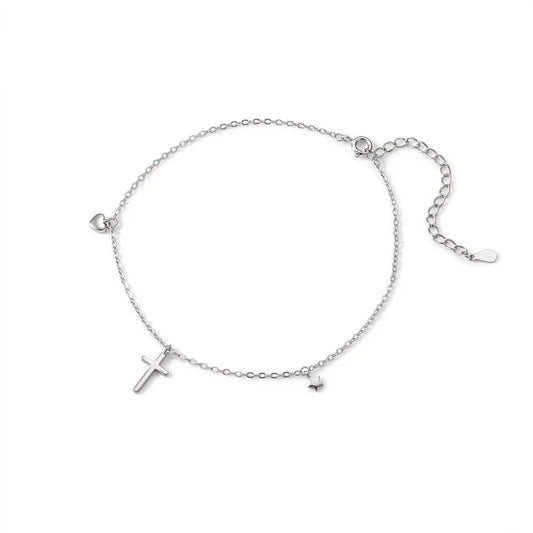 Cross Anklet for Women – Silver Christian Anklet