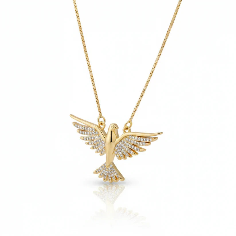 Holy Spirit Dove Necklace – in Gold Christian Faith Pendant