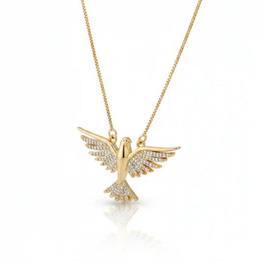 Holy Spirit Dove Necklace – in Gold Christian Faith Pendant