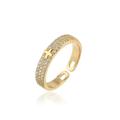 Cross Ring – Studded in Gold
