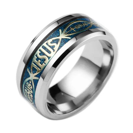 Men's Ichthys Christian Ring – Fish Symbol