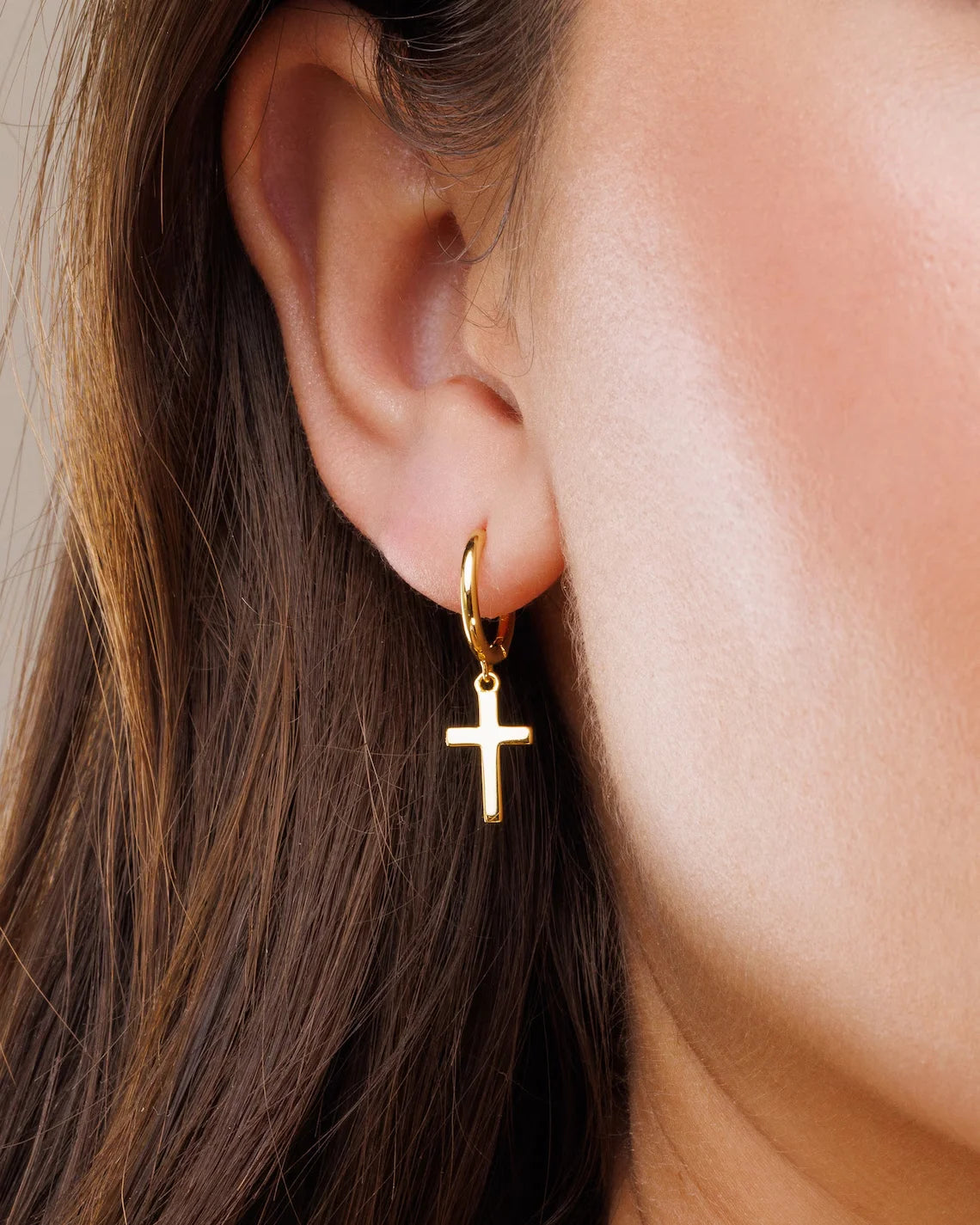 Cross Hoop Earrings – Christian Earrings 