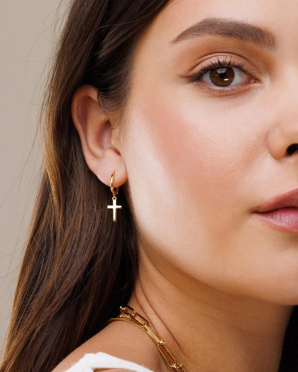 Cross Hoop Earrings
