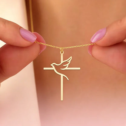 Cross & Peace Dove Necklace 