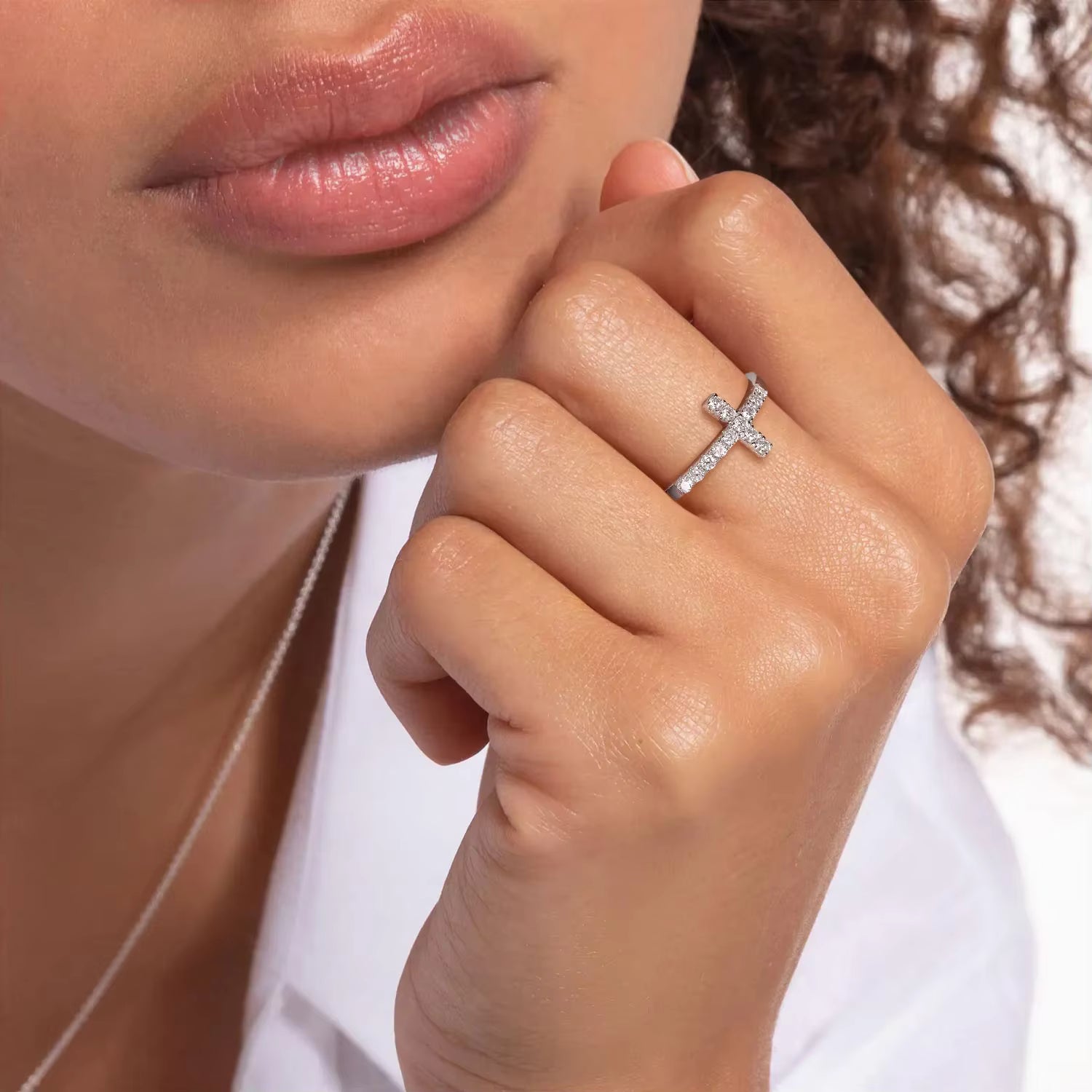 Studded Cross Ring 