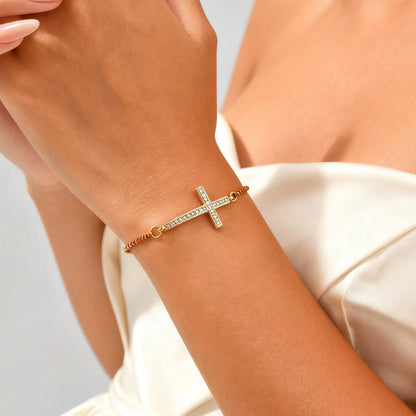 Crystal Cross Bracelet for Women – Adjustable