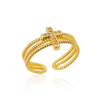 Adjustable Zircon Cross Ring for Women - Christian Ring