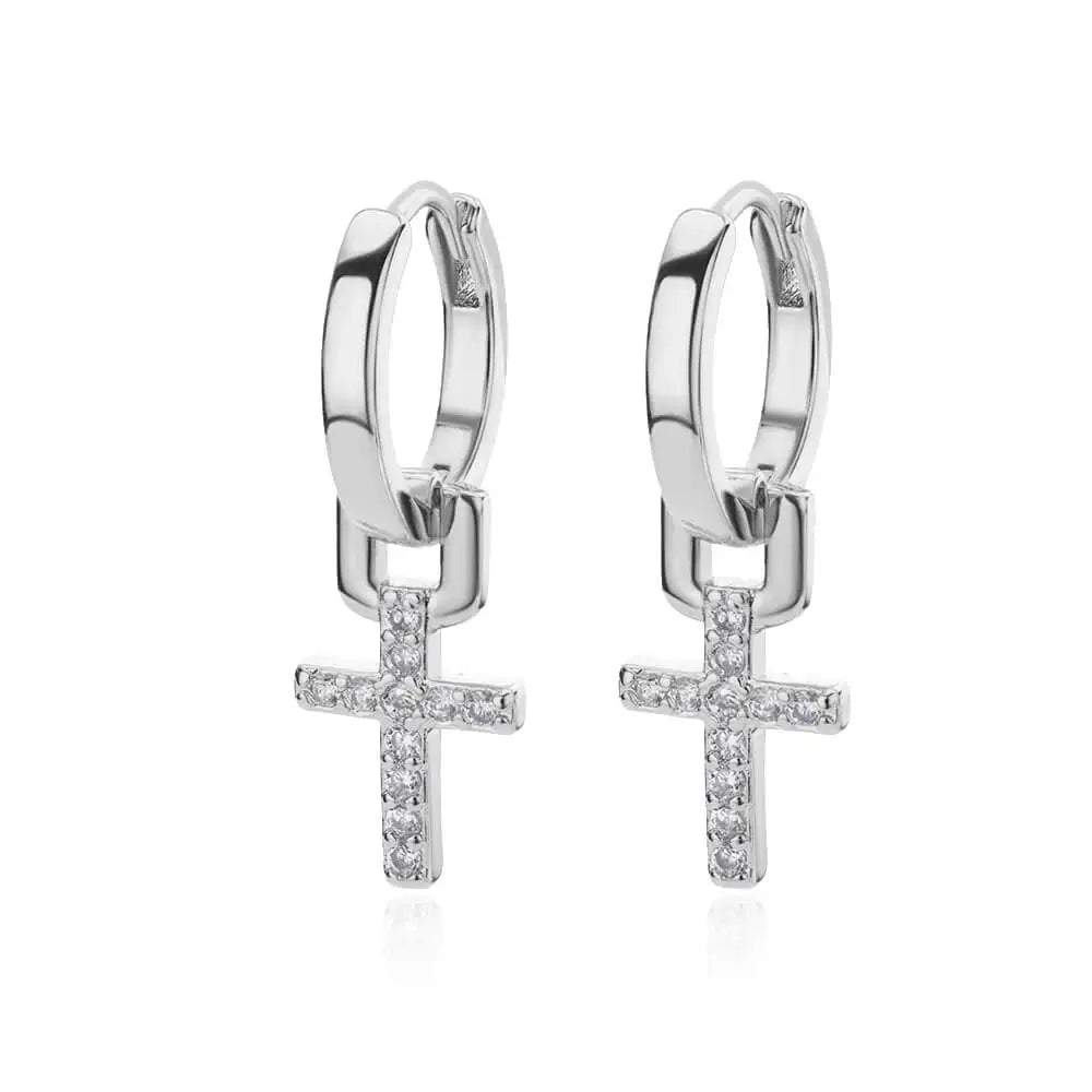 Cross Dangle Earrings – in Silver for Women