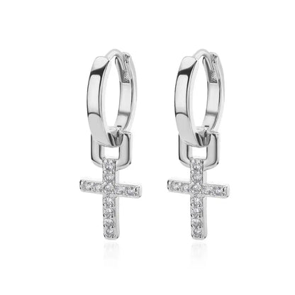 Cross Dangle Earrings – in Silver for Women