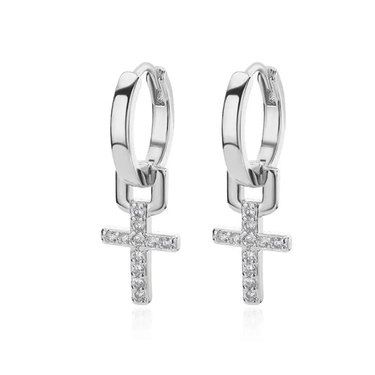 Cross Dangle Earrings – in Silver for Women