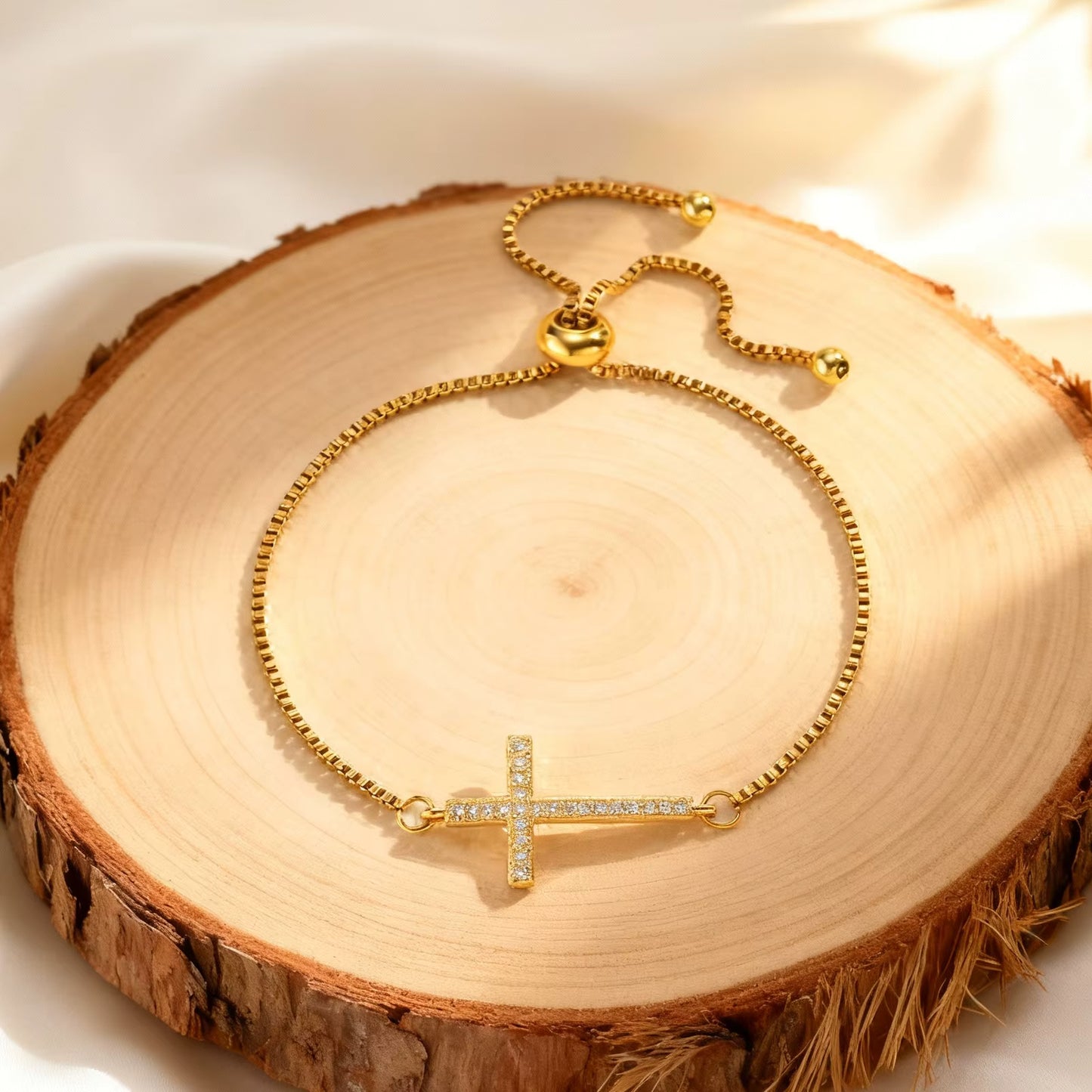 Crystal Cross Bracelet for Women – Adjustable
