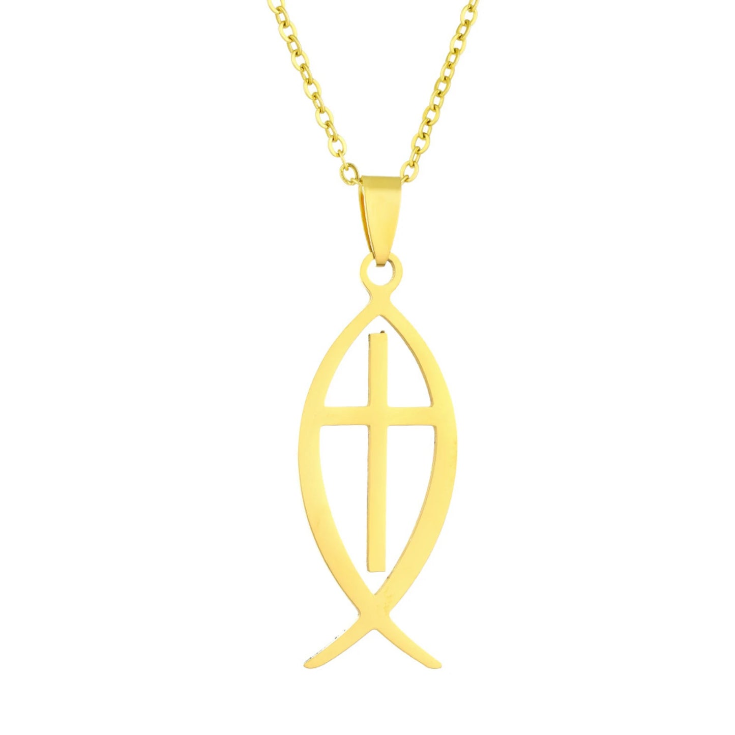 Ichthys Christian Necklace for Women – in Gold