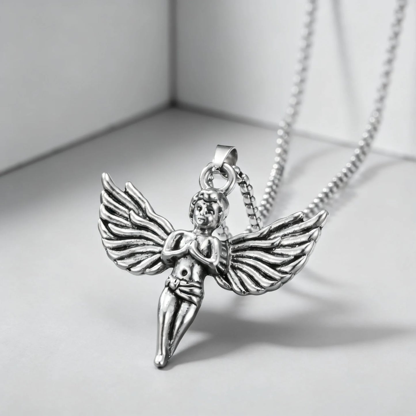 Angel Necklace Silver Christian Pendant