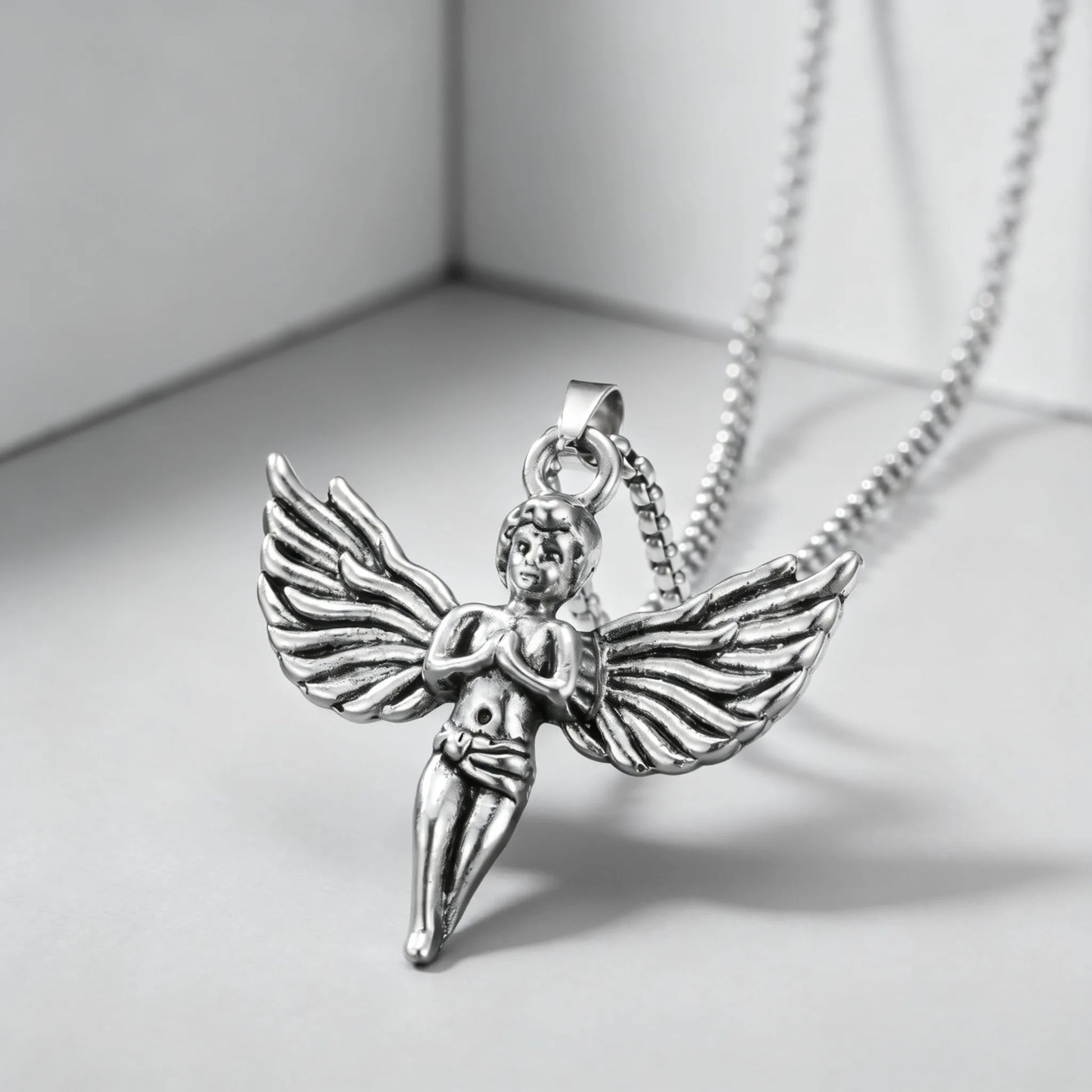 Angel Necklace Silver Christian Pendant