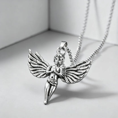 Angel Necklace Silver Christian Pendant