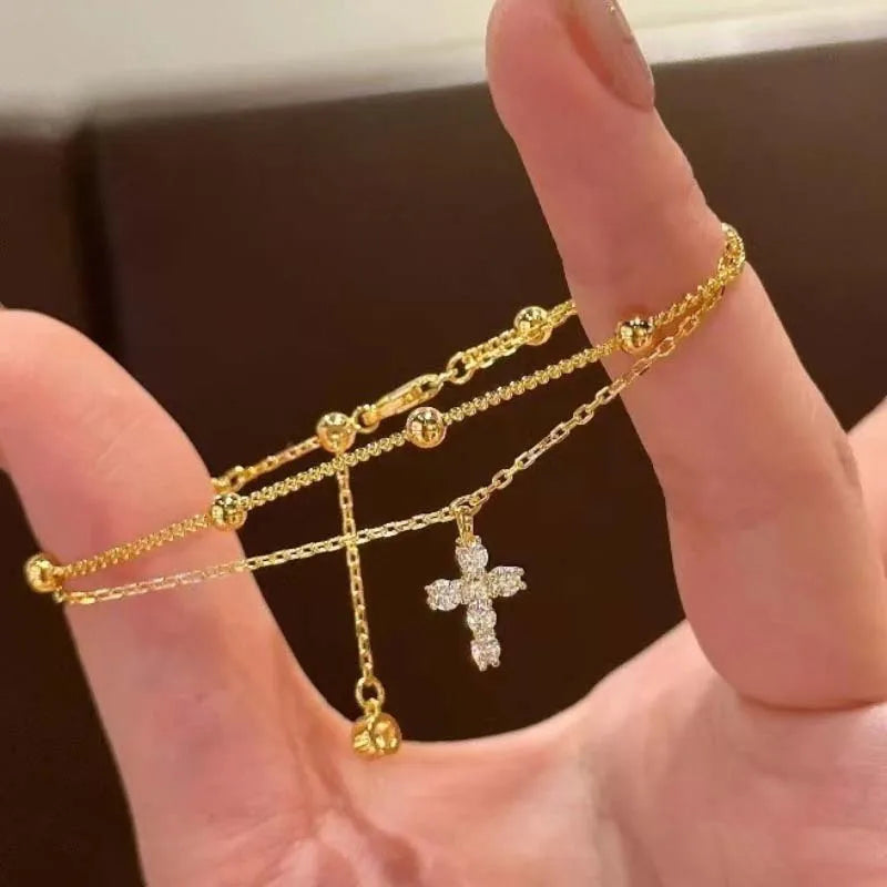 Double Layer Cross Bracelet 