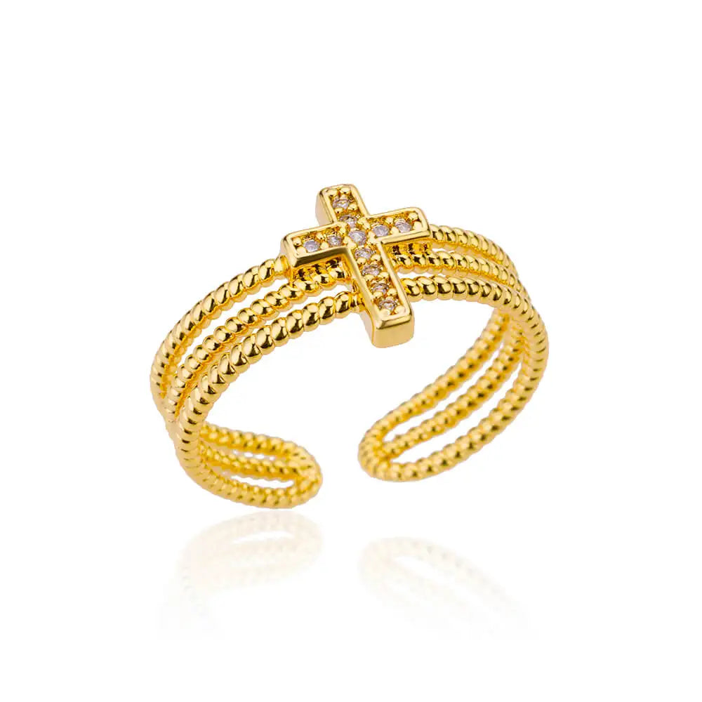 Adjustable Zircon Cross Ring for Women - Christian Ring