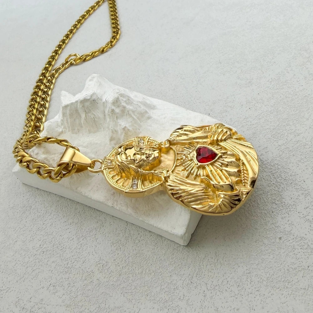 Sacred Heart of Jesus Pendant – in Gold Christian Necklace