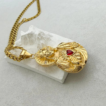 Sacred Heart of Jesus Pendant – in Gold Christian Necklace