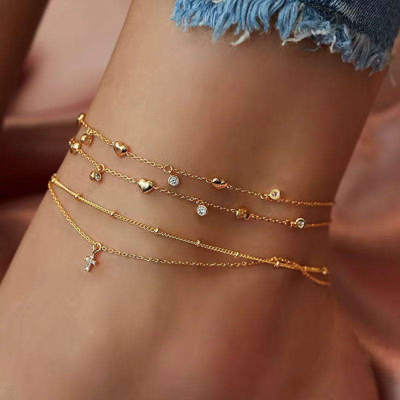 Religious Anklet Set for Women in Gold