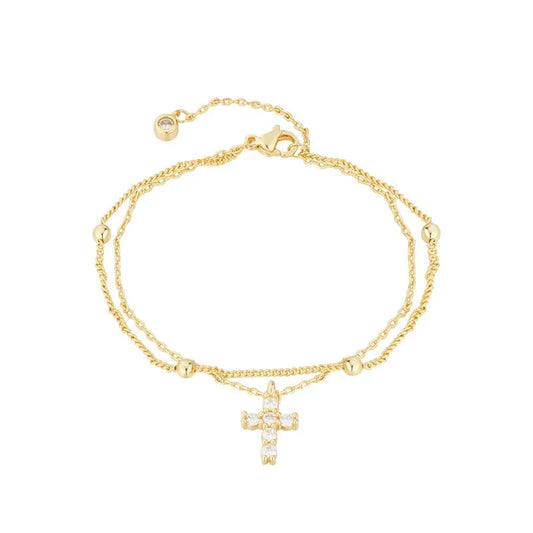 Double Layer Cross Bracelet for Women