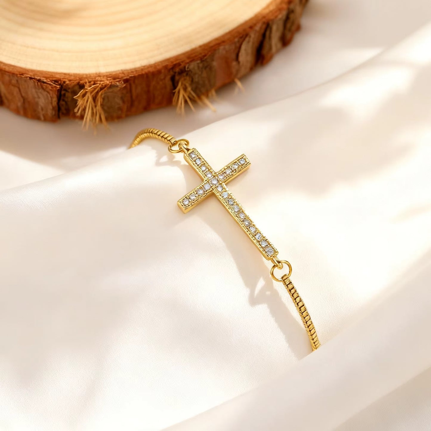 Crystal Cross Bracelet for Women – Adjustable