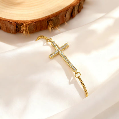 Crystal Cross Bracelet for Women – Adjustable