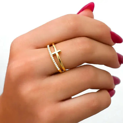 Women's Cross Ring – in Gold